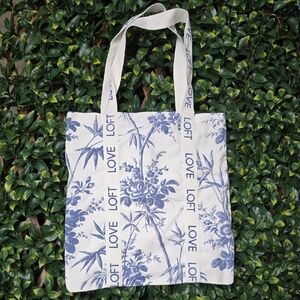 LOFT Floral Blue and White Tote